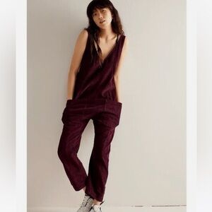 Free People High Roller Corduroy Overalls - Italian Plum